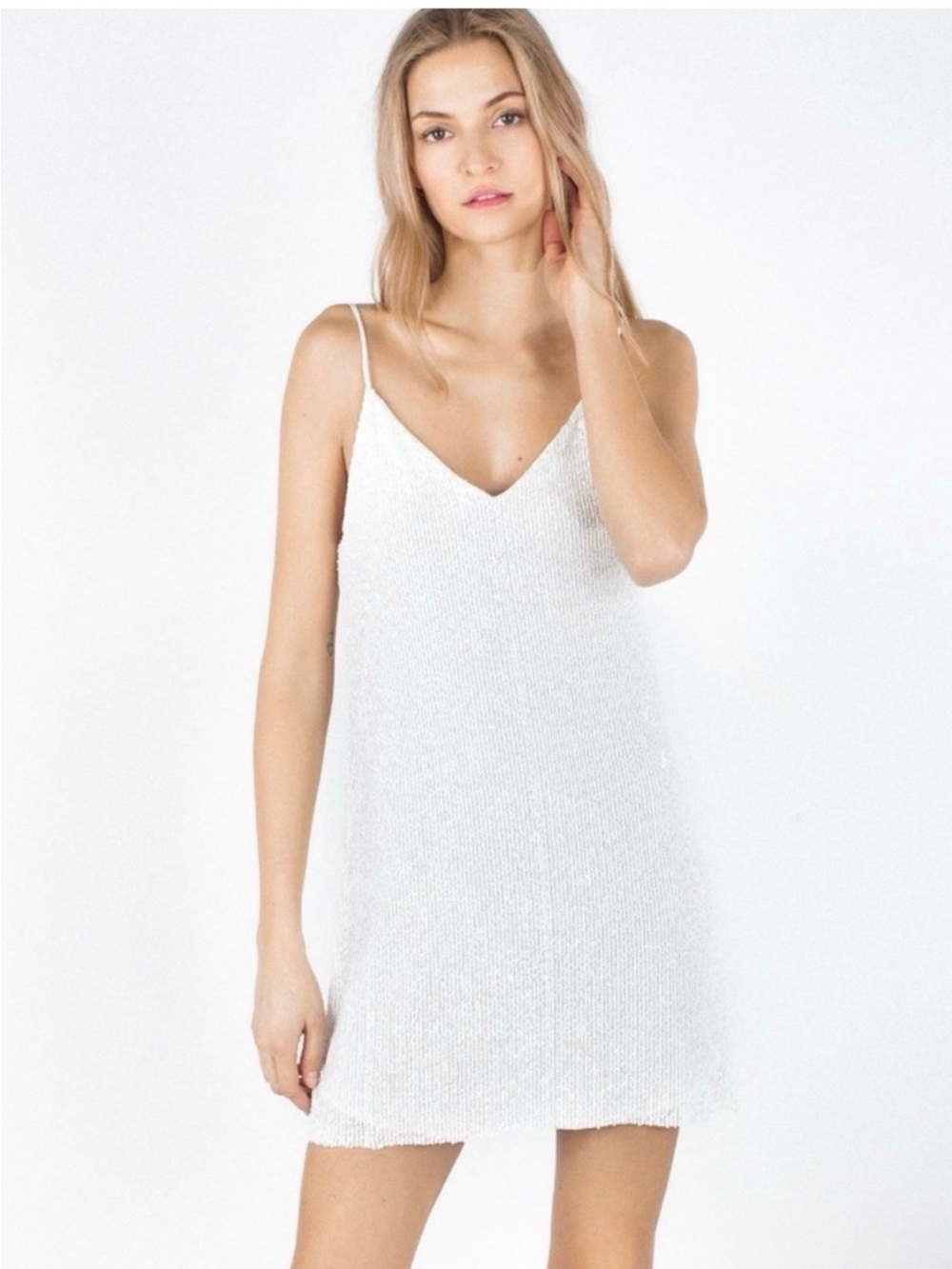 Generation Love White Sequin Mini Slip Dress